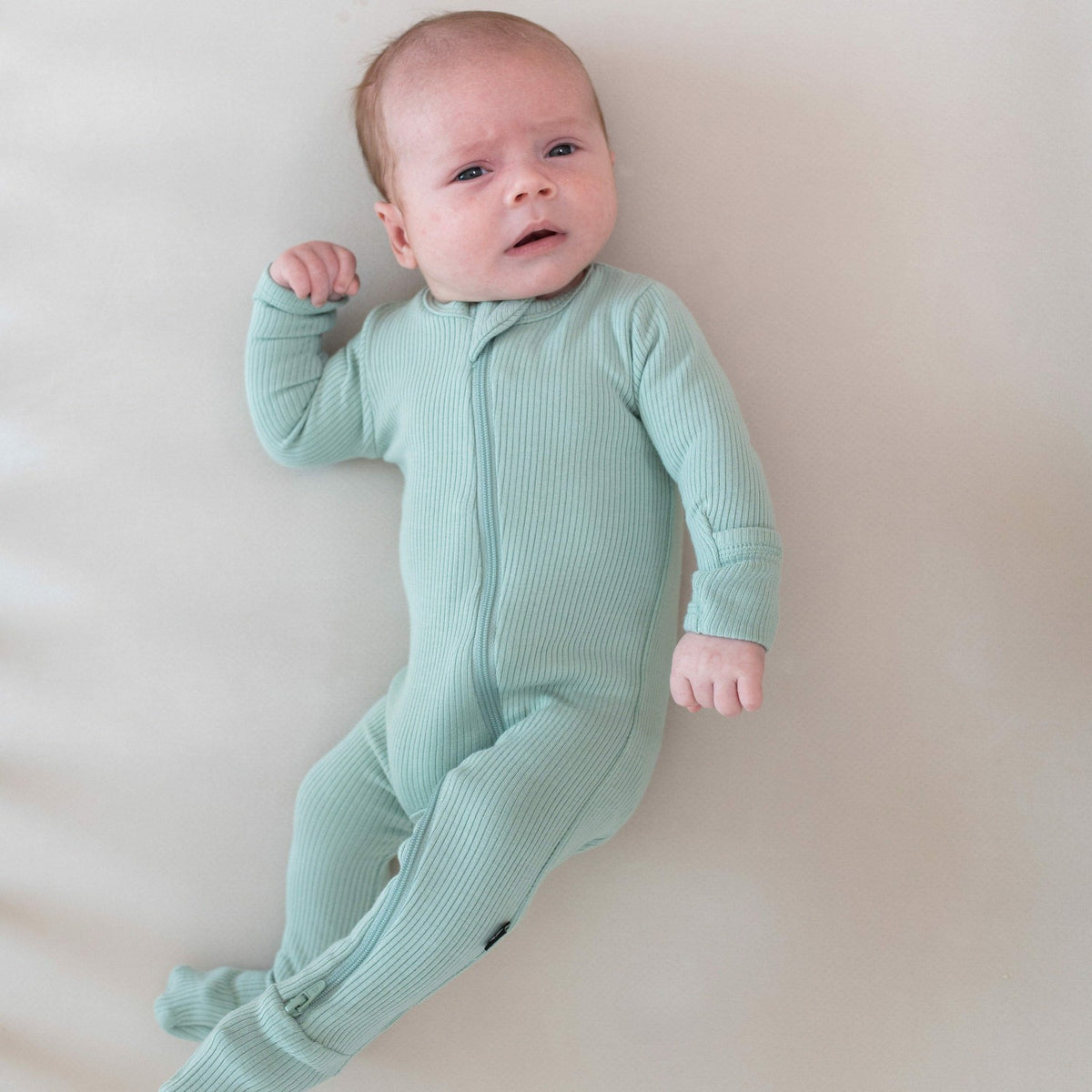 Kyte Baby Ribbed Zipper Footie in Sage