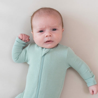 Kyte Baby Ribbed Zipper Footie in Sage