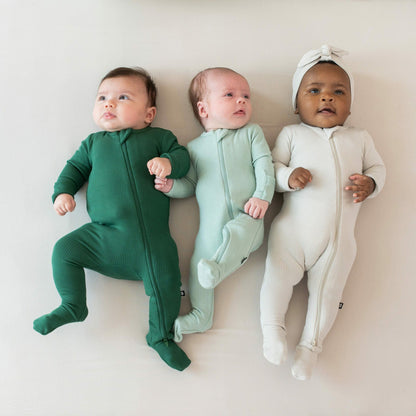Kyte Baby Ribbed Zipper Footie in Sage