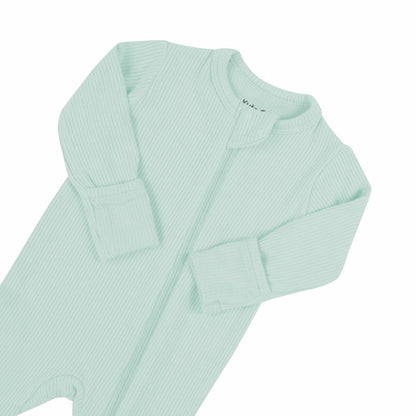 Kyte Baby Ribbed Zipper Footie in Sage
