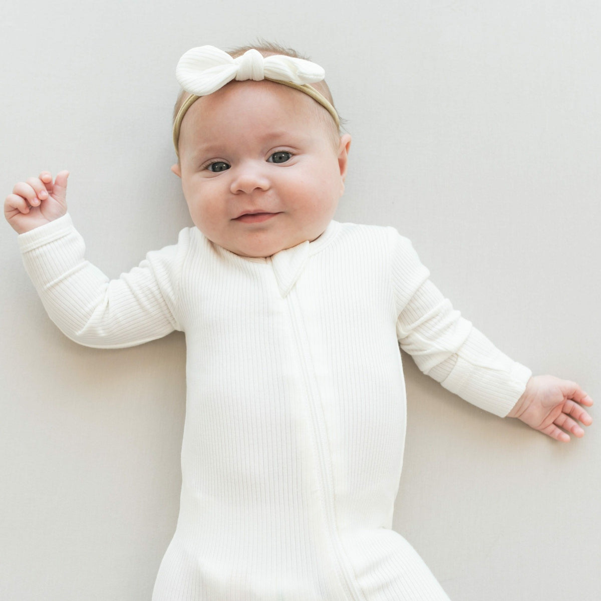 Kyte Baby Ribbed Zipper Footie in Cloud