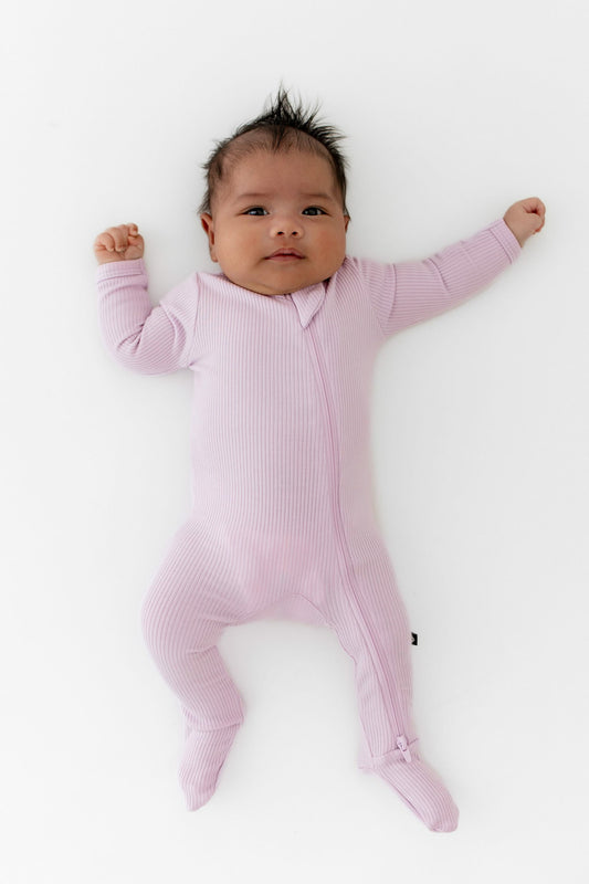 Kyte Baby Ribbed Zipper Footie in Thistle