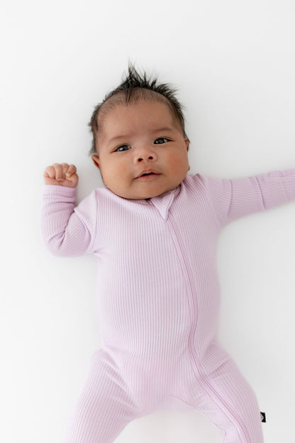 Kyte Baby Ribbed Zipper Footie in Thistle