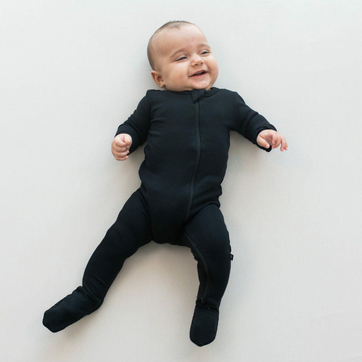 Kyte Baby Ribbed Zipper Footie in Midnight