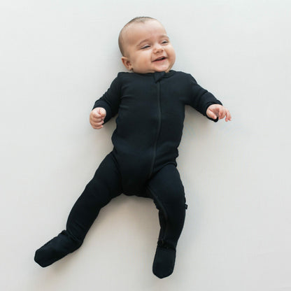 Kyte Baby Ribbed Zipper Footie in Midnight