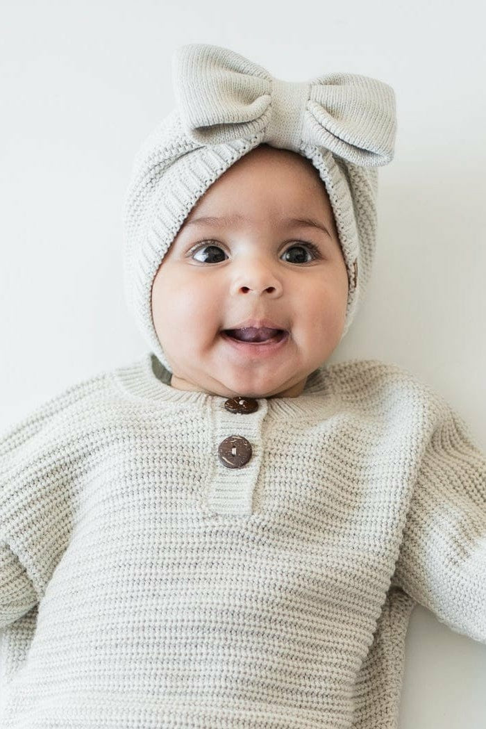 Kyte Baby Chunky Knit Bow Headband in Oat