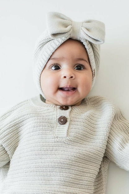 Kyte Baby Chunky Knit Bow Headband in Oat