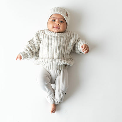 Kyte Baby Chunky Knit Ribbed Beanie in Oat