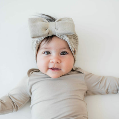 Kyte Baby Chunky Knit Bow Headband in Almond