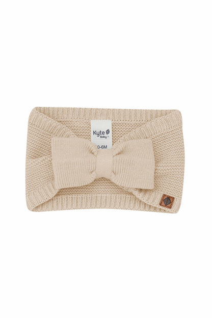 Kyte Baby Chunky Knit Bow Headband in Almond