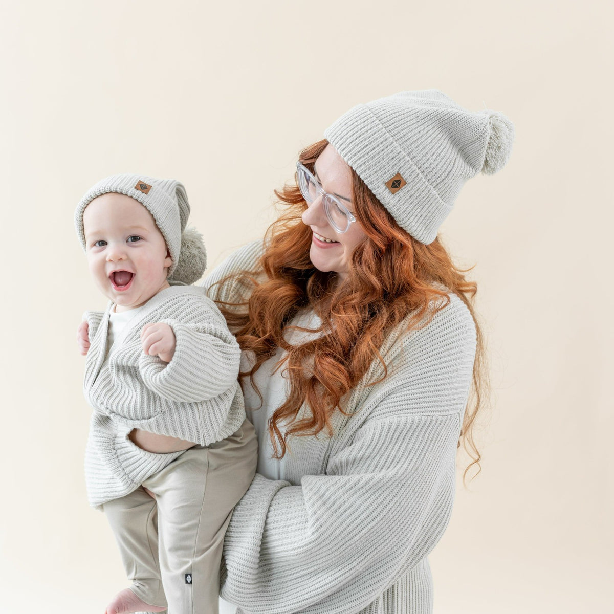 Kyte Baby Chunky Knit Pom Beanie in Oat