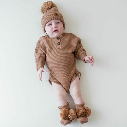 Kyte Baby Chunky Cable Knit Beanie in Latte