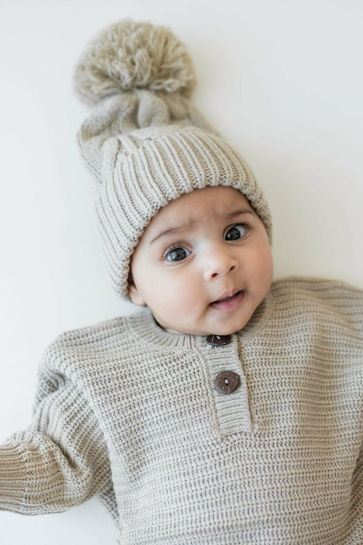 Kyte Baby Chunky Cable Knit Beanie in Almond