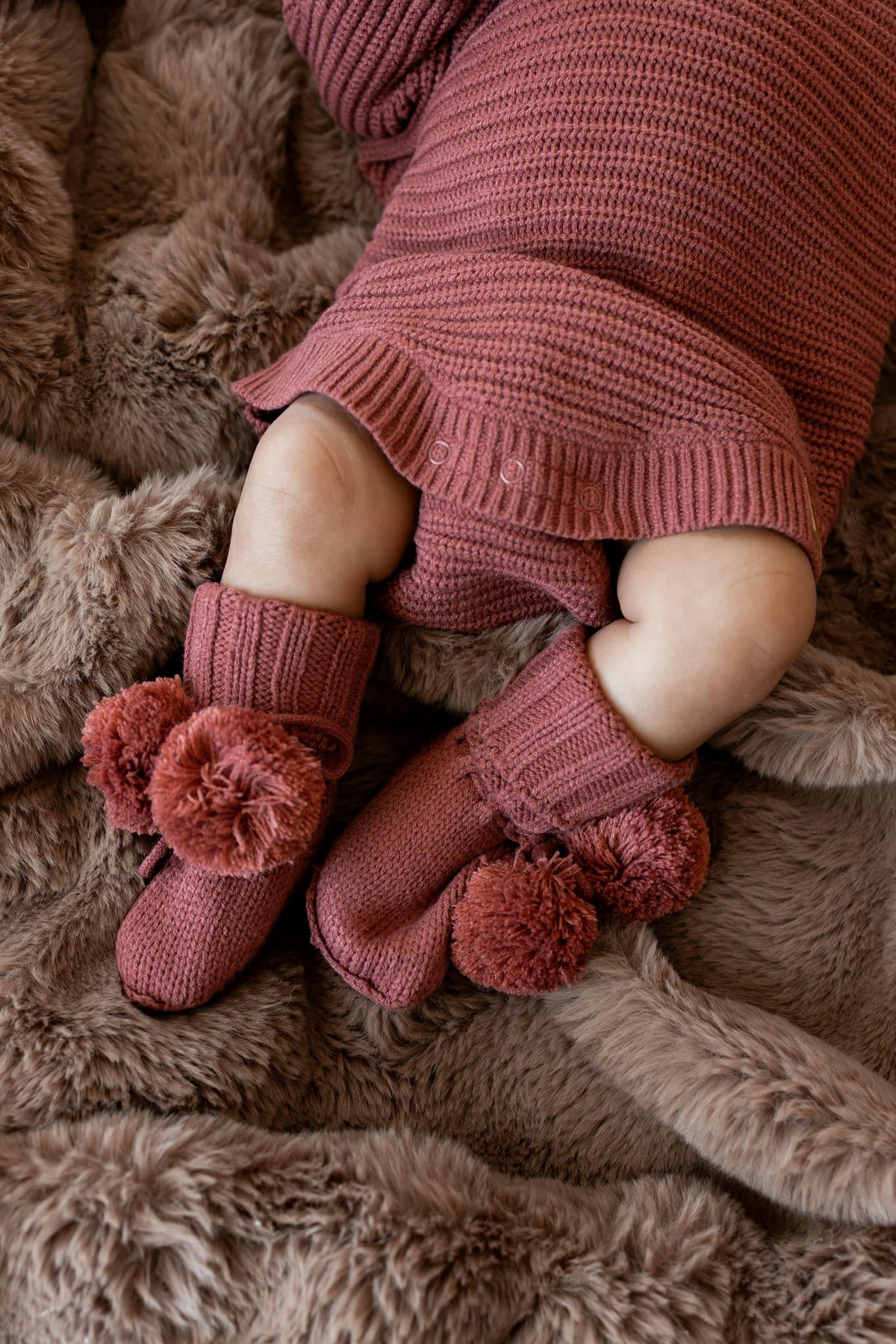 Kyte Baby Knit Booties in Ember