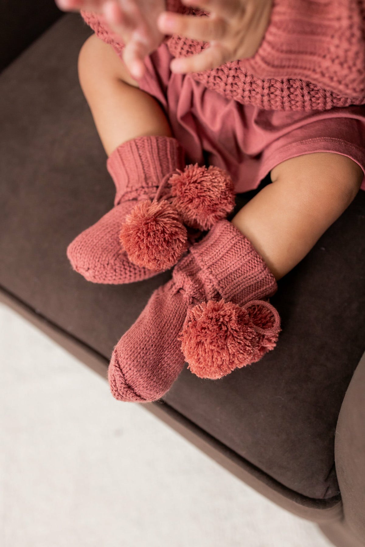Kyte Baby Knit Booties in Ember