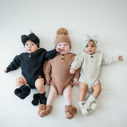 Kyte Baby Chunky Knit Romper in Oat