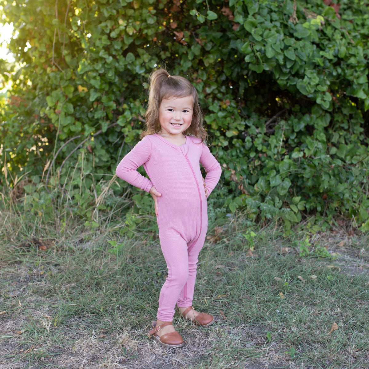 Kyte Baby Ribbed Zipper Romper in Apple Blossom