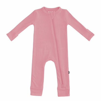 Kyte Baby Ribbed Zipper Romper in Apple Blossom