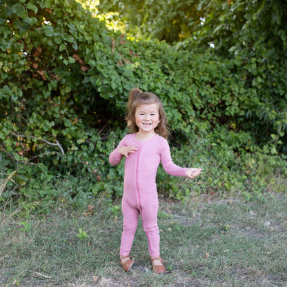 Kyte Baby Ribbed Zipper Romper in Apple Blossom