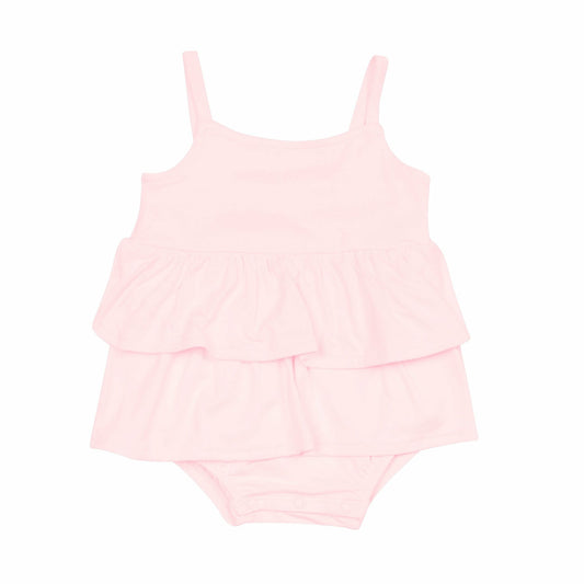 Kyte Baby Spaghetti Strap Ruffle Romper in Sakura