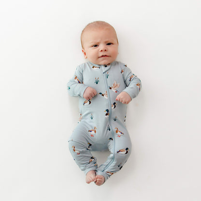 Kyte Baby Zippered Romper in Mallard Duck