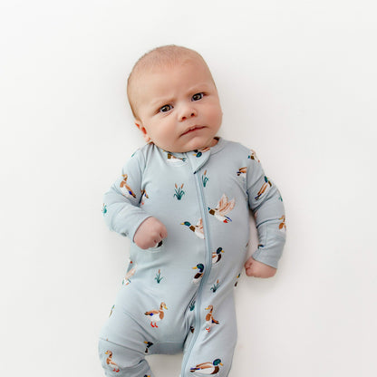 Kyte Baby Zippered Romper in Mallard Duck