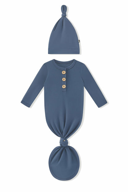 Kyte Baby Knotted Day Gown with Hat Set in Oxford