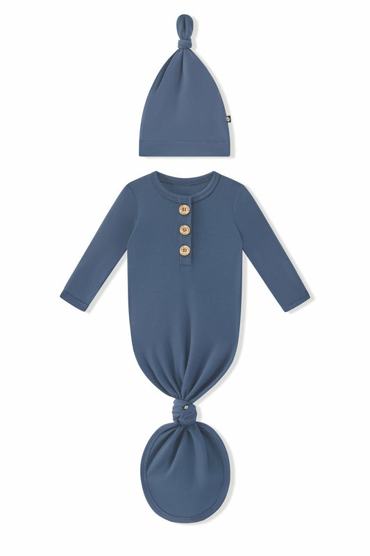 Kyte Baby Knotted Day Gown with Hat Set in Oxford
