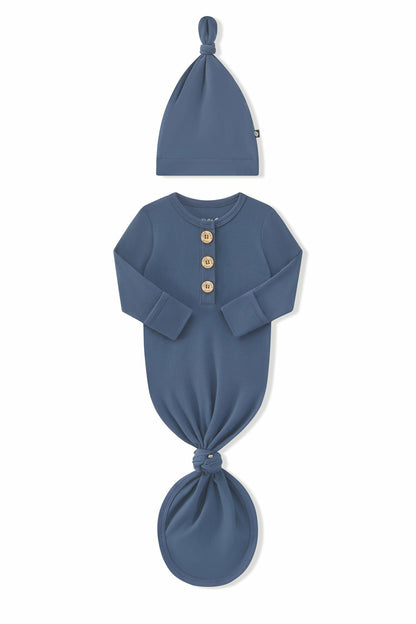 Kyte Baby Knotted Day Gown with Hat Set in Oxford