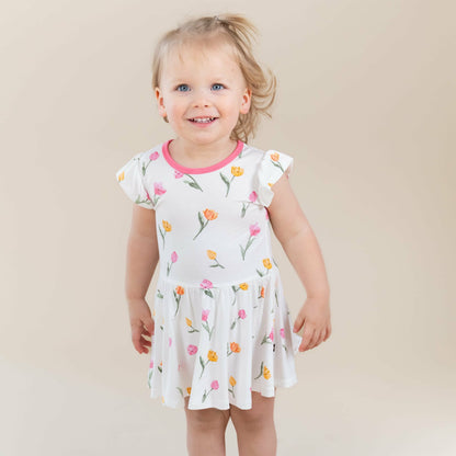 Kyte Baby Twirl Bodysuit Dress in Tulip