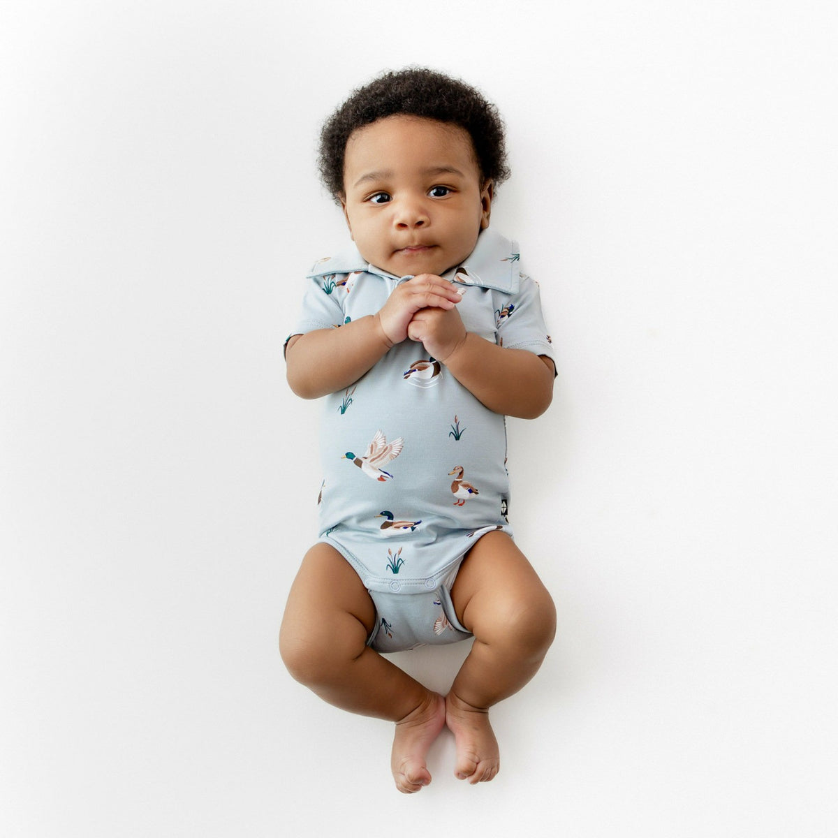 Kyte Baby Polo Bodysuit in Mallard Duck
