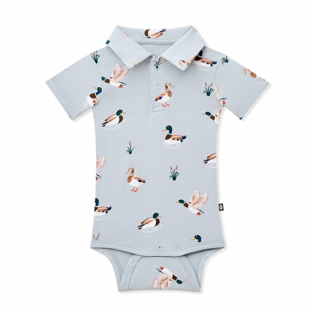 Kyte Baby Polo Bodysuit in Mallard Duck