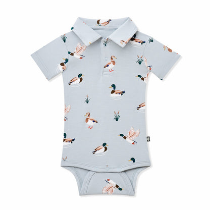 Kyte Baby Polo Bodysuit in Mallard Duck