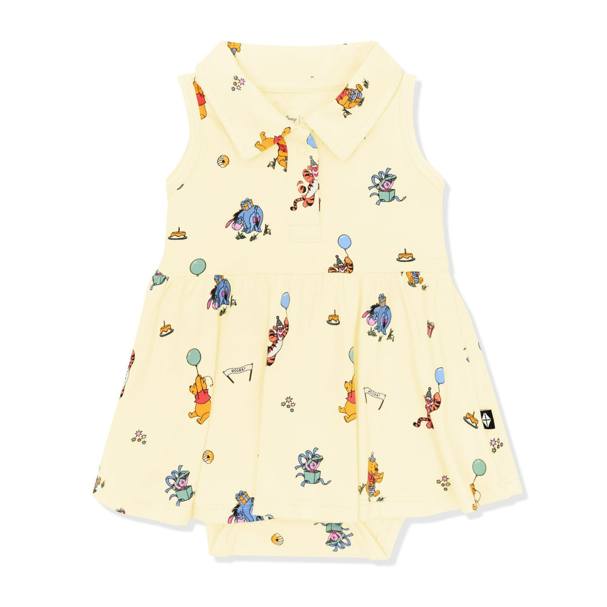 Kyte Baby Polo Bodysuit Dress in Winnie the Pooh Celebration