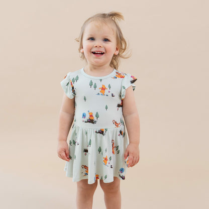 Kyte Baby Twirl Bodysuit Dress in Winnie the Pooh Hundred Acre Wood