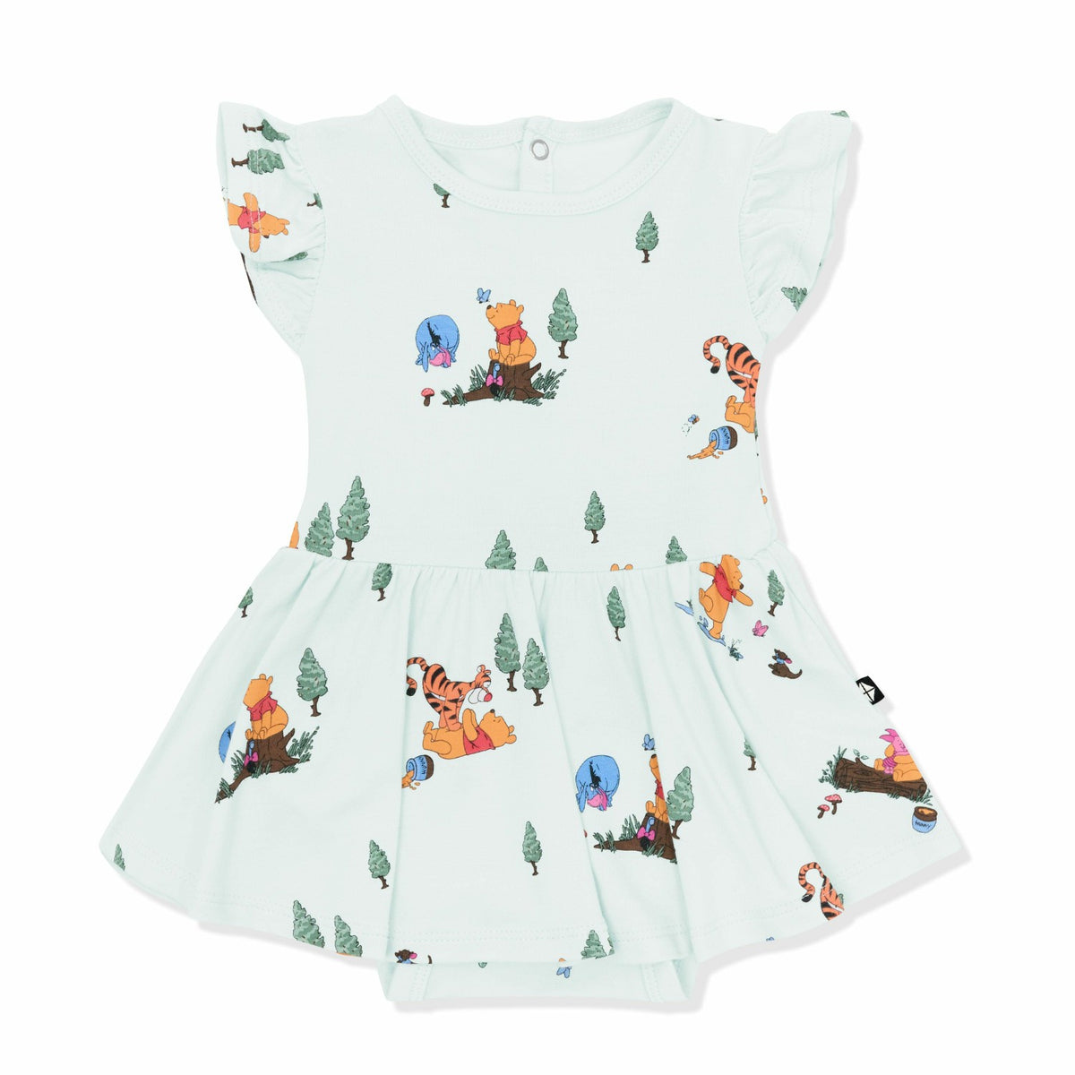 Kyte Baby Twirl Bodysuit Dress in Winnie the Pooh Hundred Acre Wood