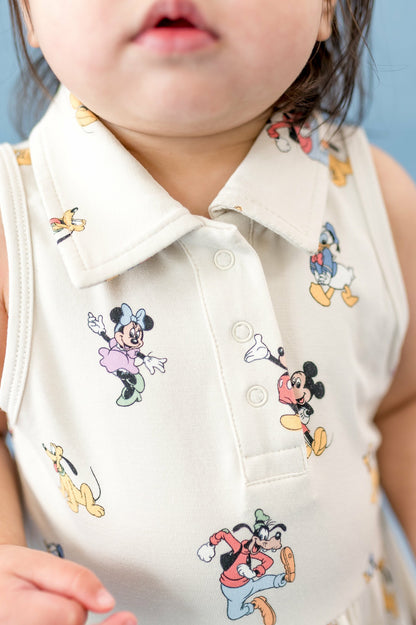 Kyte Baby Polo Bodysuit Dress in Mickey Mouse and Friends