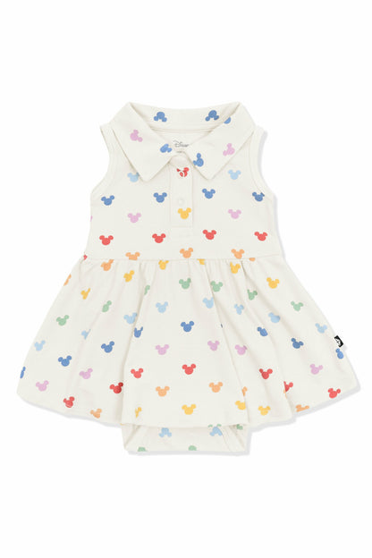 Kyte Baby Polo Bodysuit Dress in Pastel Mickey Mouse