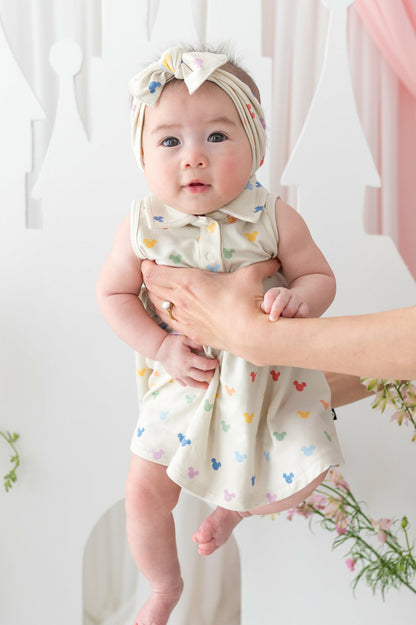 Kyte Baby Polo Bodysuit Dress in Pastel Mickey Mouse