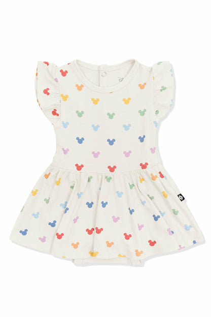 Kyte Baby Twirl Bodysuit Dress in Pastel Mickey Mouse