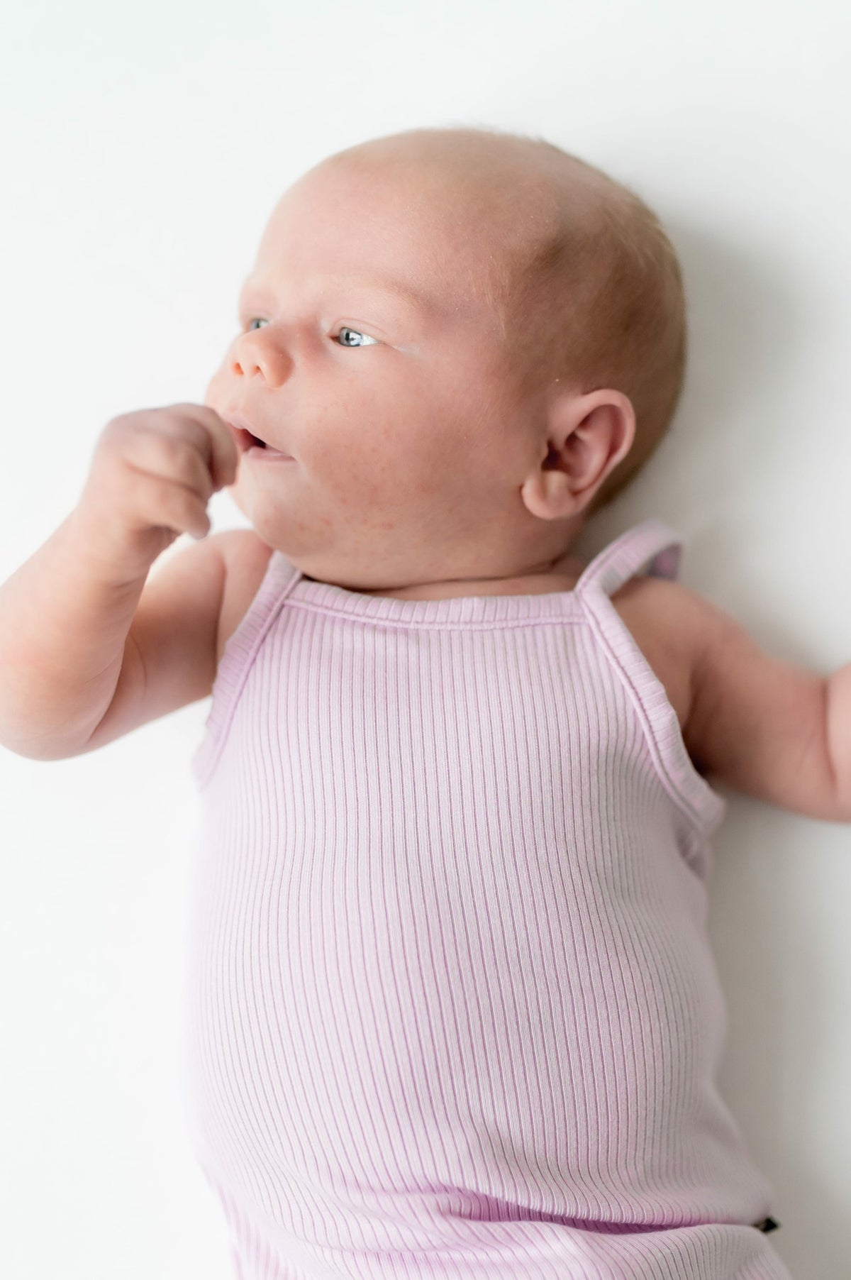 Kyte Baby Ribbed Spaghetti Strap Bodysuit in Thistle