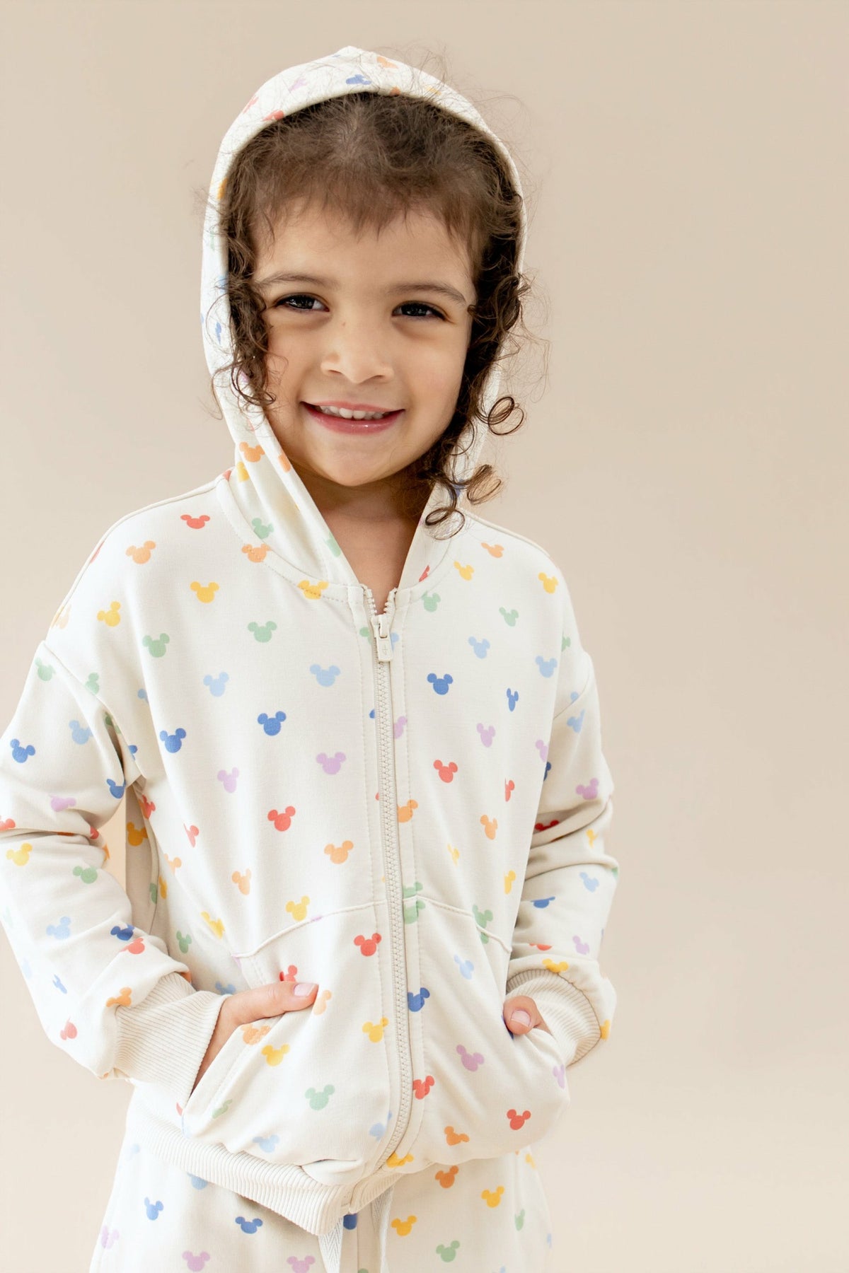 Kyte Baby Zip-Up Hoodie in Pastel Mickey Mouse