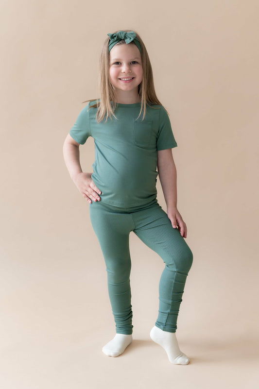 Kyte Baby Ribbed Leggings in Pine