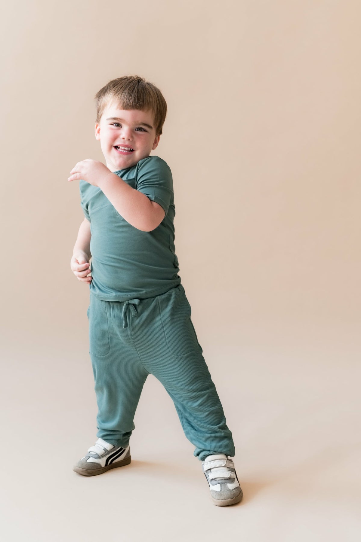 Kyte Baby Ribbed Jogger Pant in Pine