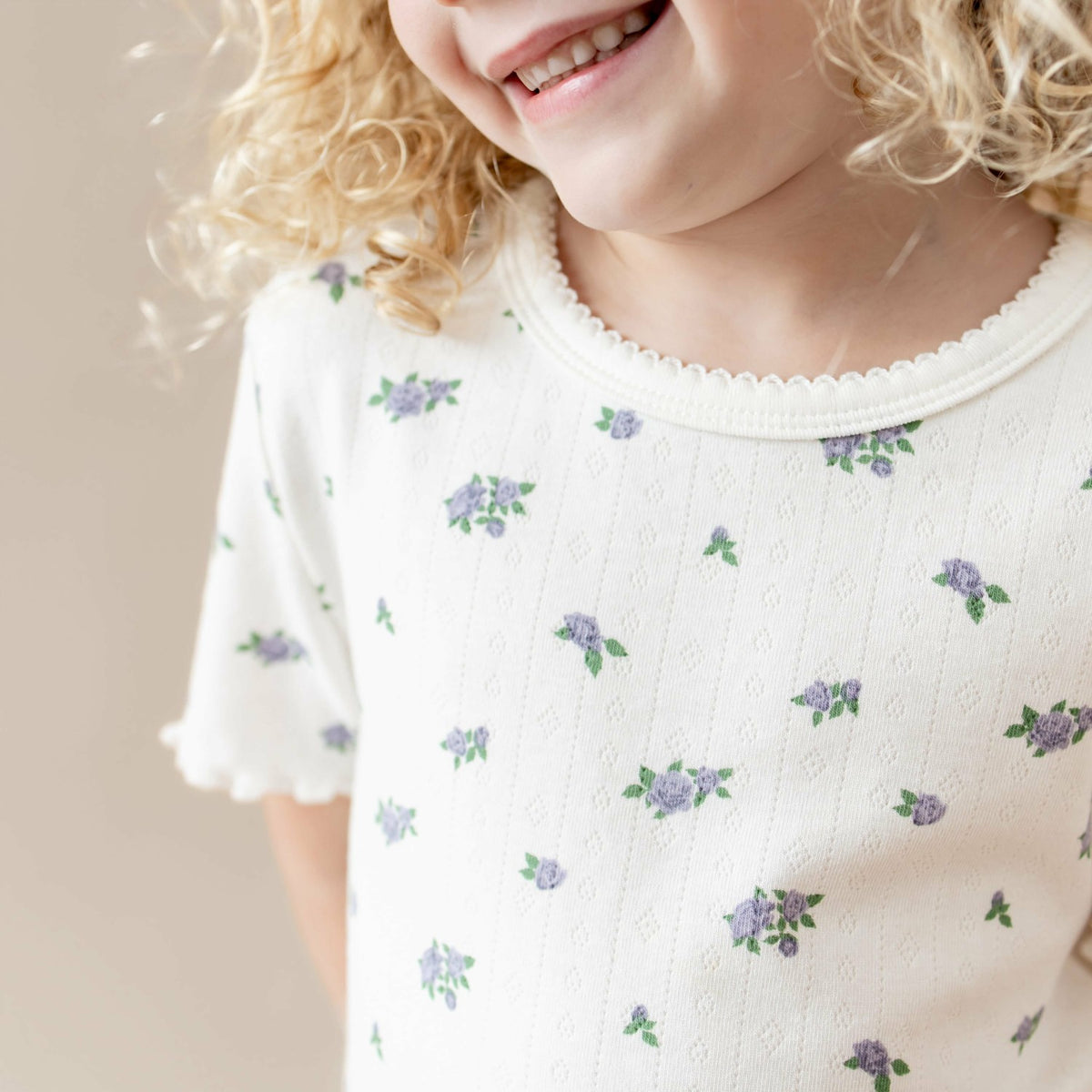 Kyte Baby Pointelle Short Sleeve Set in Spray Rose