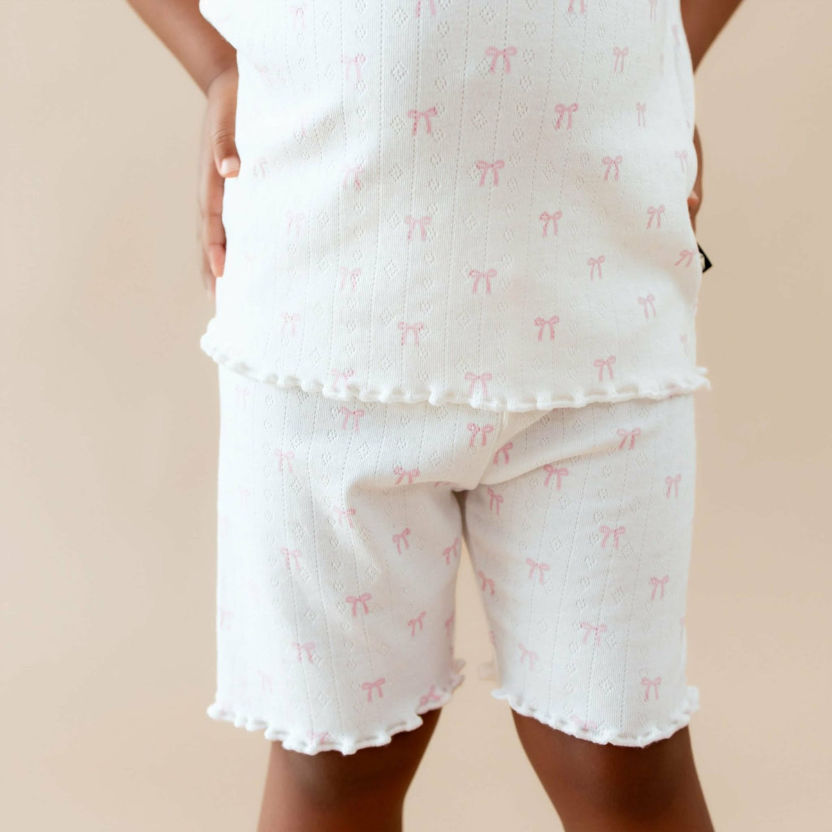 Kyte Baby Pointelle Short Sleeve Set in Sweet Pink Bow