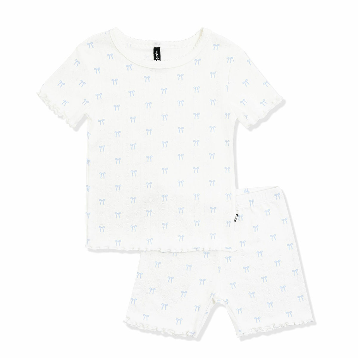 Kyte Baby Pointelle Short Sleeve Set in Sweet Blue Bow