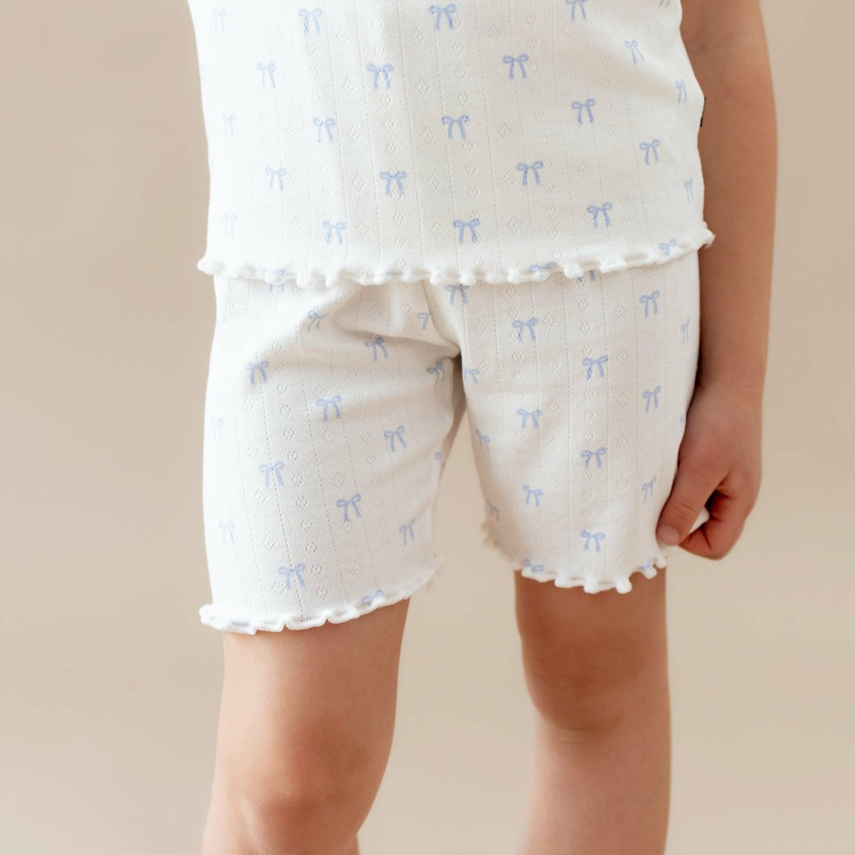 Kyte Baby Pointelle Short Sleeve Set in Sweet Blue Bow