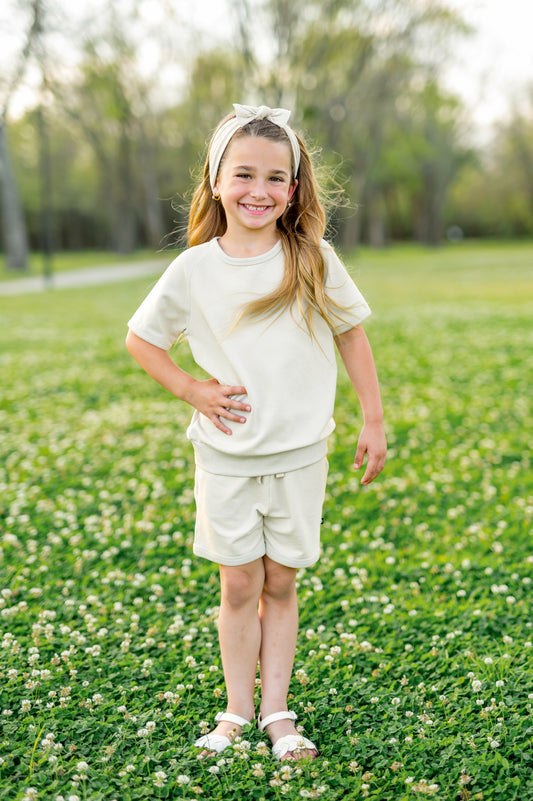 Kyte Baby Short Sleeve Jogger Set in Oat