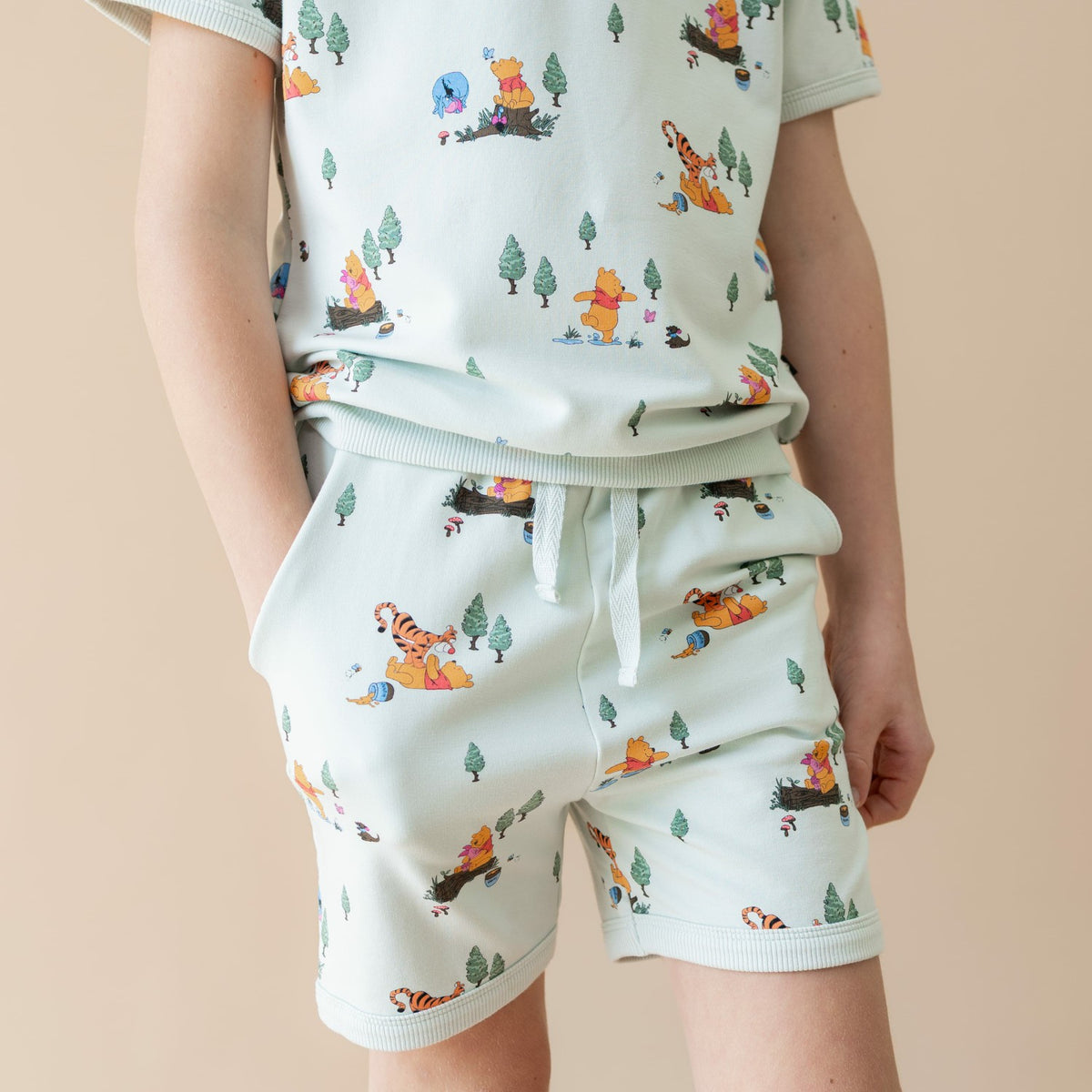 Kyte Baby Short Sleeve Jogger Set in Winnie the Pooh Hundred Acre Wood